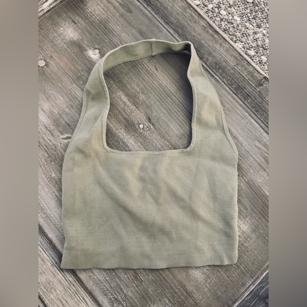 The Drop sage green halter top, cropped, size XXS